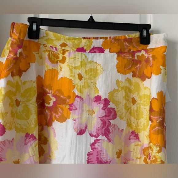 CeCe A-Line Skirt with Pink, Orange, and Yellow Floral Design - Picture 3 of 12